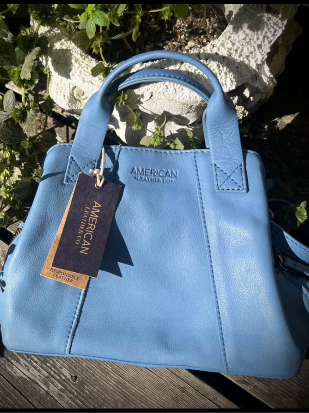 American Leather Co. Sky Blue Leather Satchel